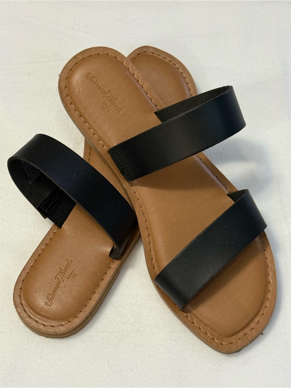 Universal Thread Black Double Strap Slide Sandals Women’s Size 8.5 Minimalist